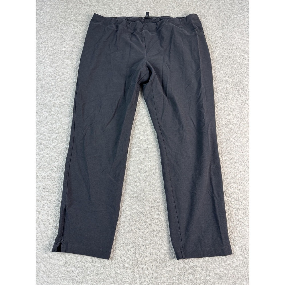 Eileen Fisher Pants Womens Large Black Ponte Ankle Pull On Stretch Made USA